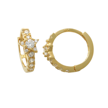 14k CZ Star Children's Huggie Earrings