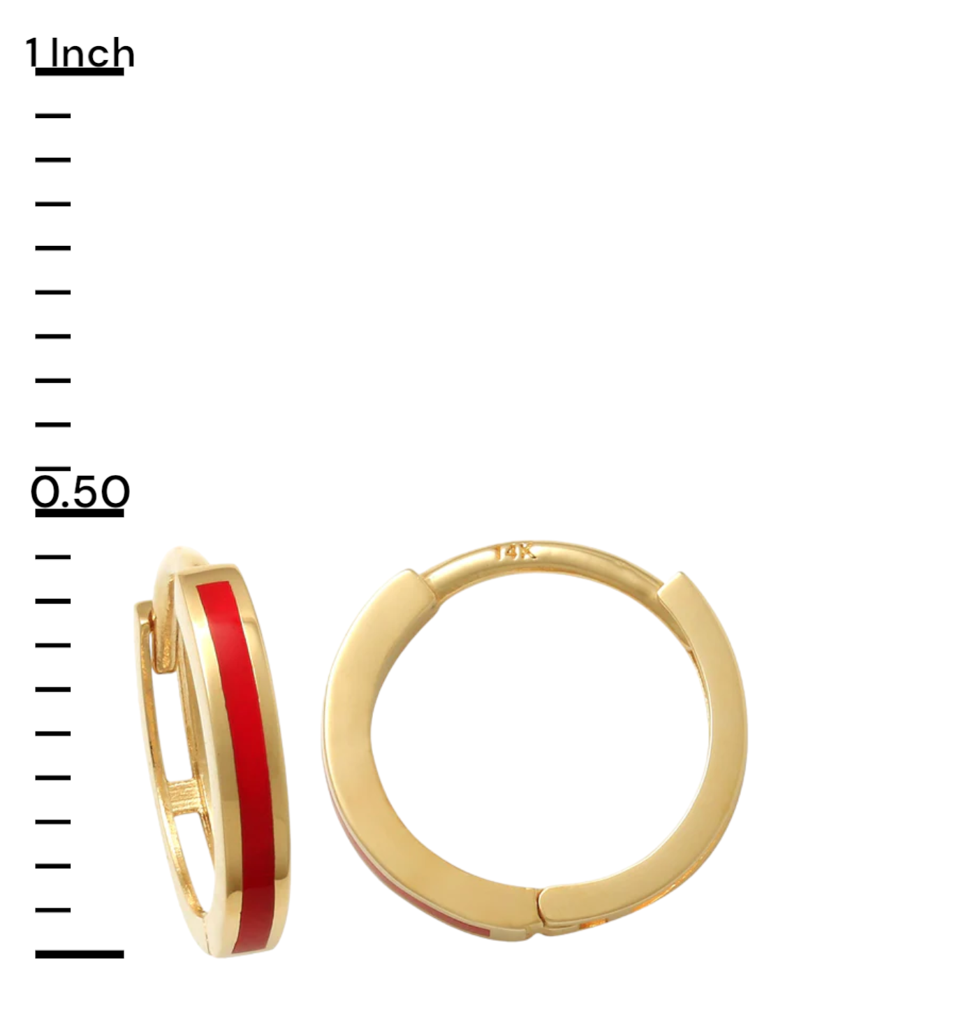 14k Red Enameled Children's Huggie Earrings