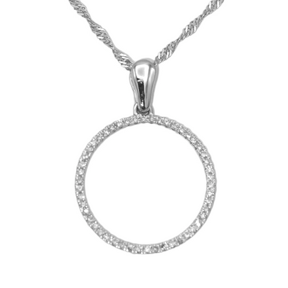 14k White Gold Diamond Circle Pendant