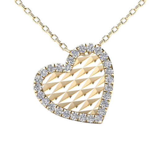 14k Gold Diamond Three-Dimensional Mini Heart Pendant - 0.07ct TDW