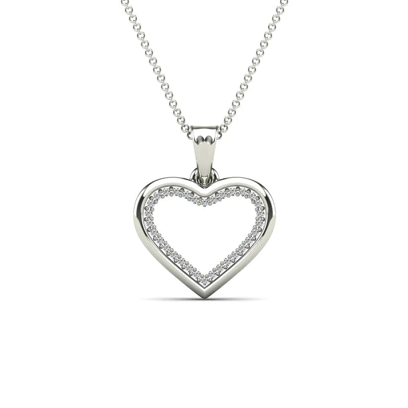 14k Gold Diamond Open Heart Pendant - 0.10ct TDW