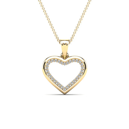 14k Gold Diamond Open Heart Pendant - 0.10ct TDW