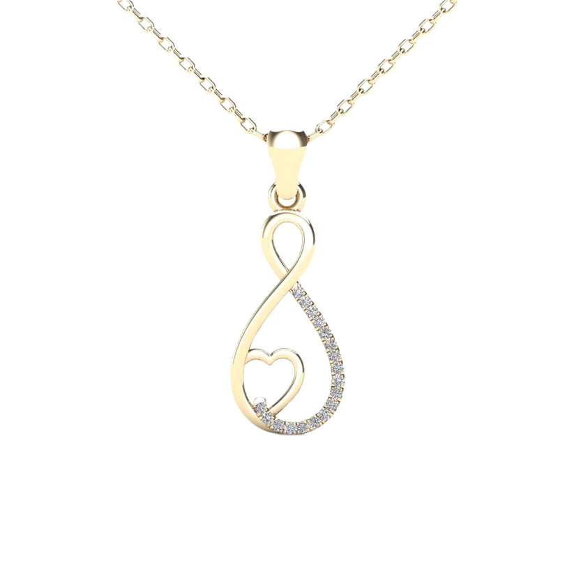 14k Gold Diamond Infinity Heart Pendant - 0.05ct TDW