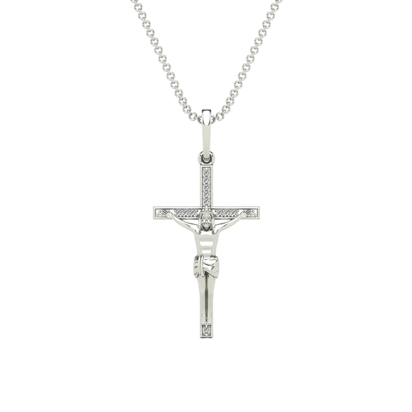 14k Gold Diamond Crucifix Pendant - 0.04ct TDW