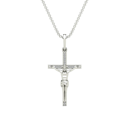 14k Gold Diamond Crucifix Pendant - 0.04ct TDW