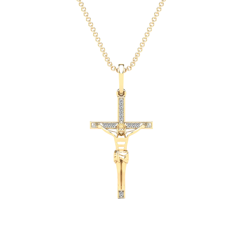 14k Gold Diamond Crucifix Pendant - 0.04ct TDW