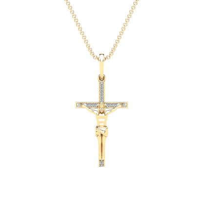 14k Gold Diamond Crucifix Pendant - 0.04ct TDW