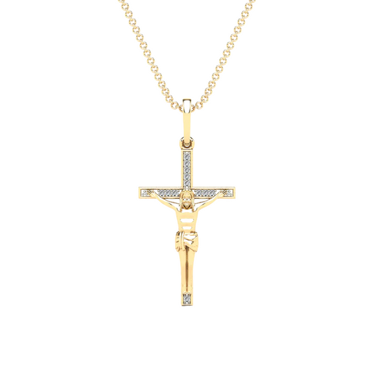 14k Gold Diamond Crucifix Pendant - 0.04ct TDW