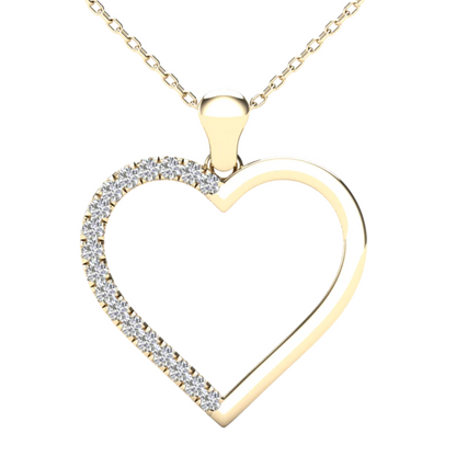 14k Gold Diamond Open Heart Pendant - 0.18ct TDW