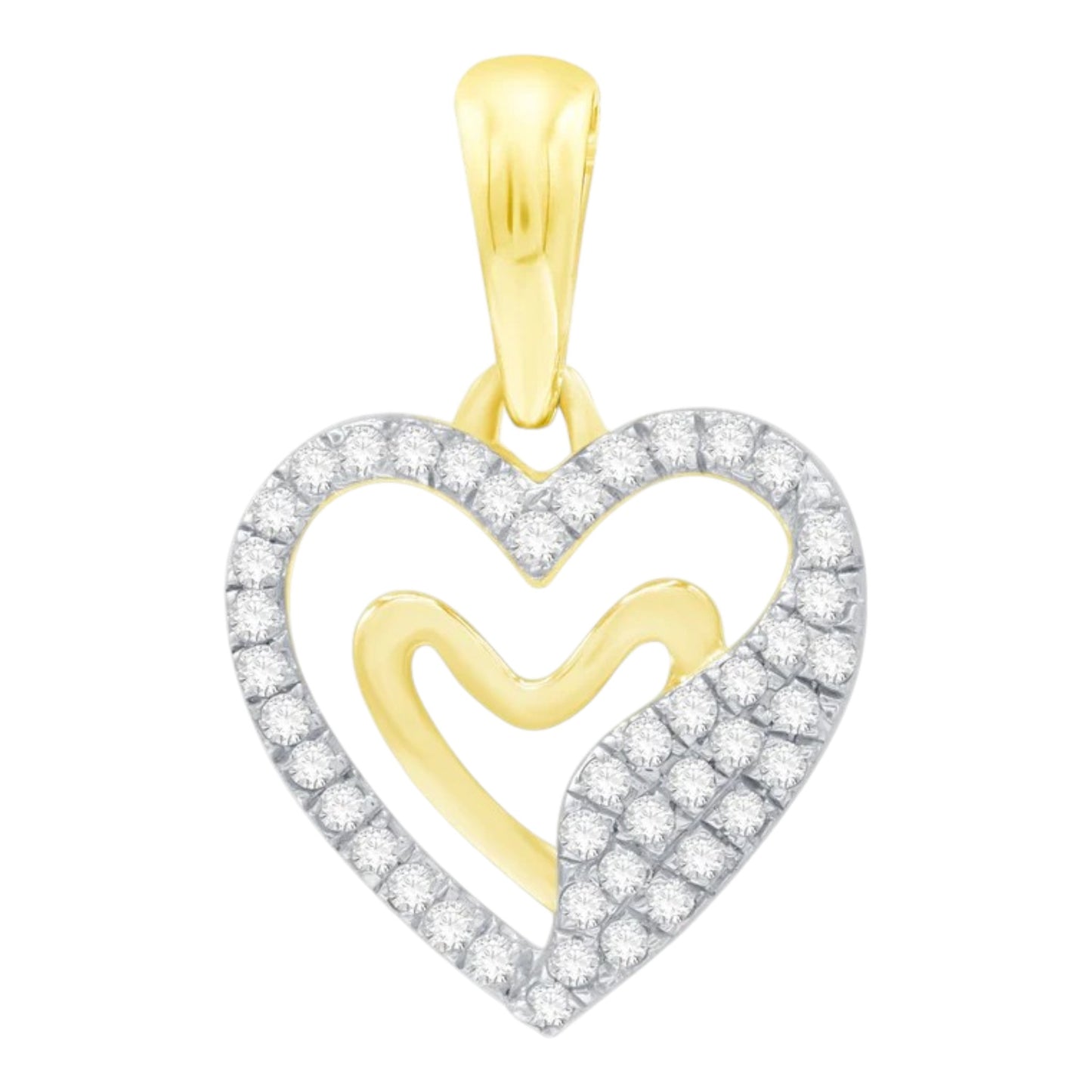 14k Yellow Gold Diamond Heart Pendant