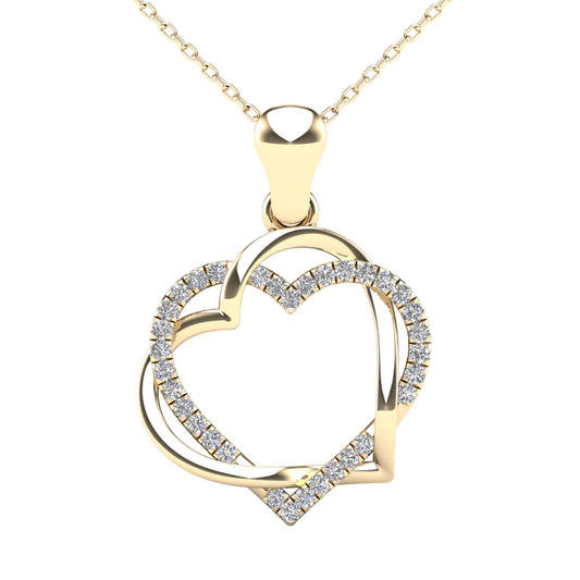 14k Gold Diamond Intertwined Open Heart Pendant - 0.09ct TDW