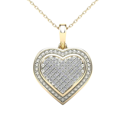 14k Diamond Micro Pave Heart Pendant - 0.12ct TDW