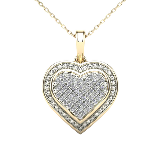 14k Diamond Micro Pave Heart Pendant - 0.12ct TDW