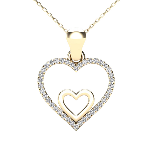 14k Gold Diamond Open Heart Pendant - 0.08ct TDW
