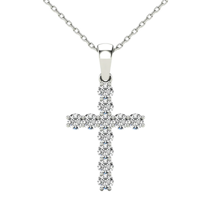 14k Gold Classic Diamond Cross Pendant - 0.63ct TDW