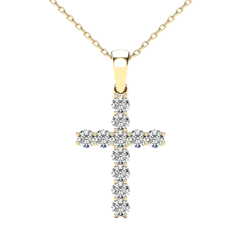 14k Gold Classic Diamond Cross Pendant - 0.63ct TDW