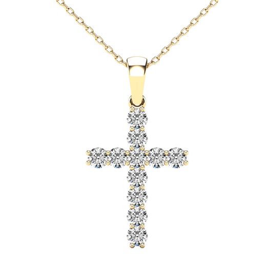 14k Gold Classic Diamond Cross Pendant - 0.63ct TDW