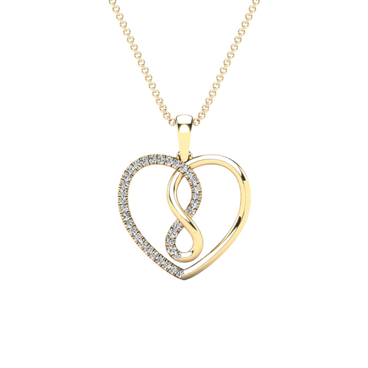 14k Gold Diamond Infinity Heart Pendant - 0.12ct TDW