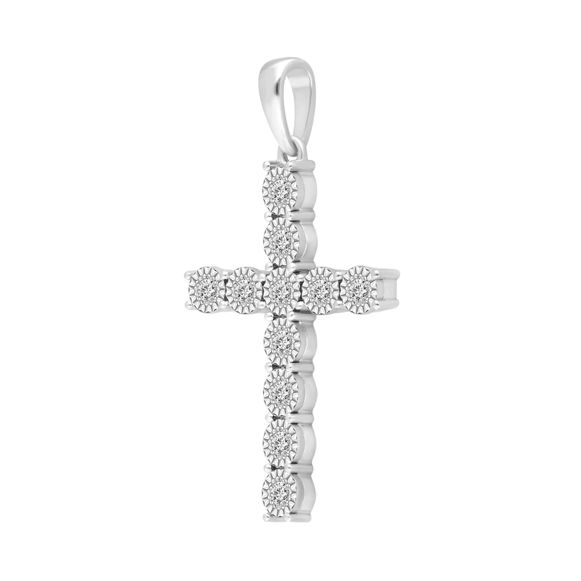 14k Gold Diamond Illusion Cross Pendant - 0.11ct TDW