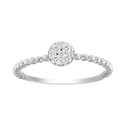 14k Stackable Beaded Diamond Cluster Ring - 0.12ct