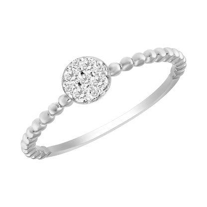 14k Stackable Beaded Diamond Cluster Ring - 0.12ct