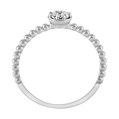 14k Stackable Beaded Diamond Cluster Ring - 0.12ct