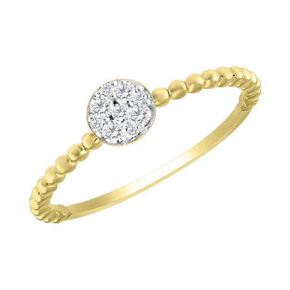 14k Stackable Beaded Diamond Cluster Ring - 0.12ct