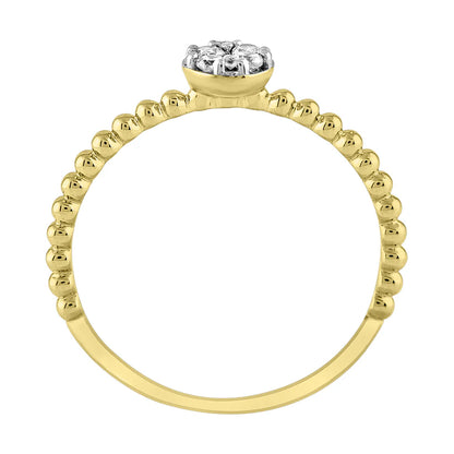 14k Stackable Beaded Diamond Cluster Ring - 0.12ct