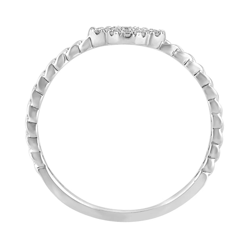14k White Gold Micro-Pave Cuban Link Diamond Ring - 0.13ct