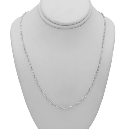 14k White Gold Paperclip Necklace - 1.80 mm