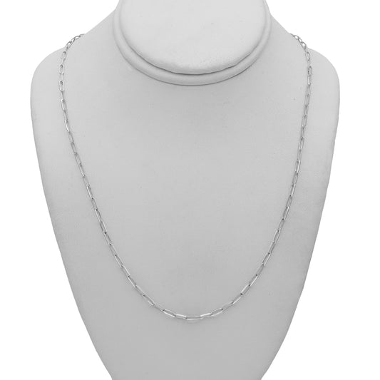 14k White Gold Paperclip Necklace - 1.80 mm
