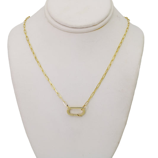 14k Yellow Gold Paperclip Necklace w/ Charm Holder - 1.60 mm