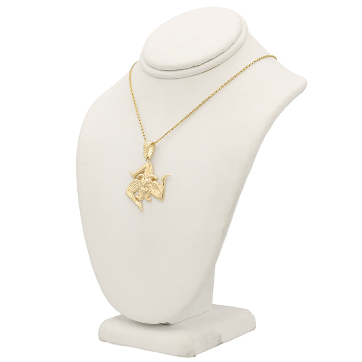 14k Yellow Gold Sicilian Trinacria Pendant