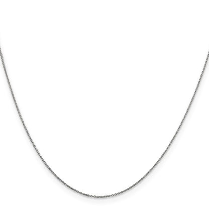 14k White Gold Diamond-Cut Round Open Cable Link Chain - 0.60 mm