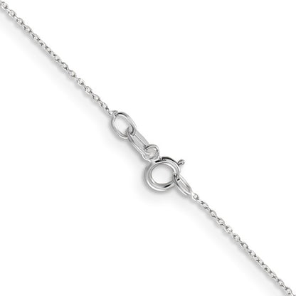14k White Gold Diamond-Cut Round Open Cable Link Chain - 0.60 mm