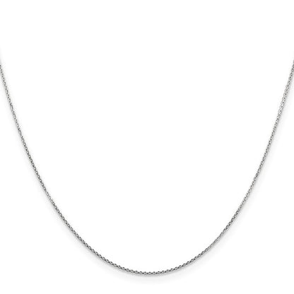 14k White Gold Diamond-Cut Round Open Cable Link Chain - 0.80 mm