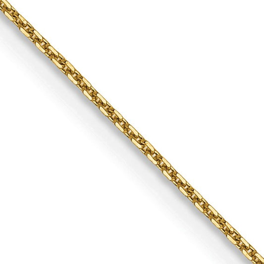 14k Yellow Gold D/C Round Open Cable Link Chain - 0.80 mm