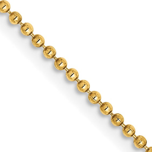 14k Diamond-Cut Bead Link Chain - 1.20 mm