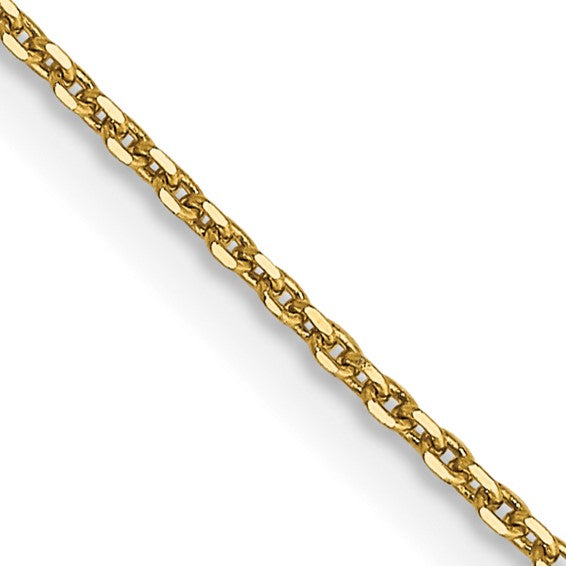 14k Diamond-Cut Round Open Cable Link Chain -Lobster Lock - 0.90 mm