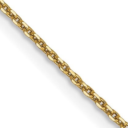 14k Diamond-Cut Round Open Cable Link Chain -Lobster Lock - 0.90 mm