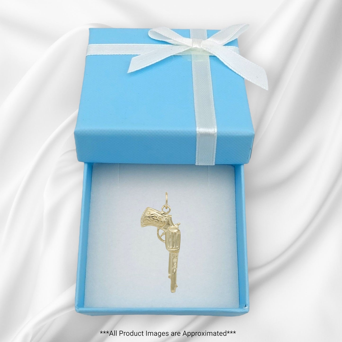 14k Yellow Gold Revolver Pistol Charm