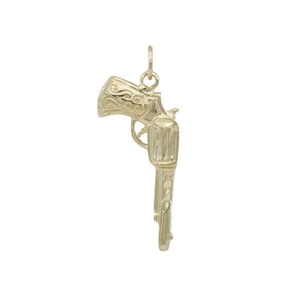 14k Yellow Gold Revolver Pistol Charm