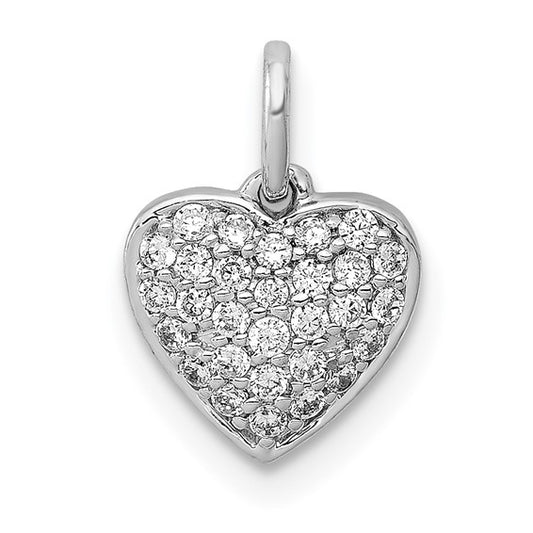 14k White Gold Tiny Diamond Heart Charm - 0.18 ct. TDW