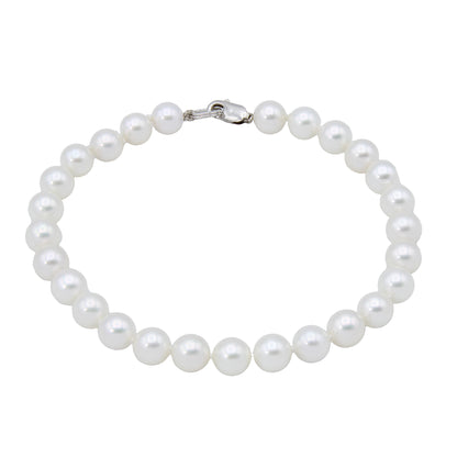 14k White Gold Cultured Pearl Bracelet