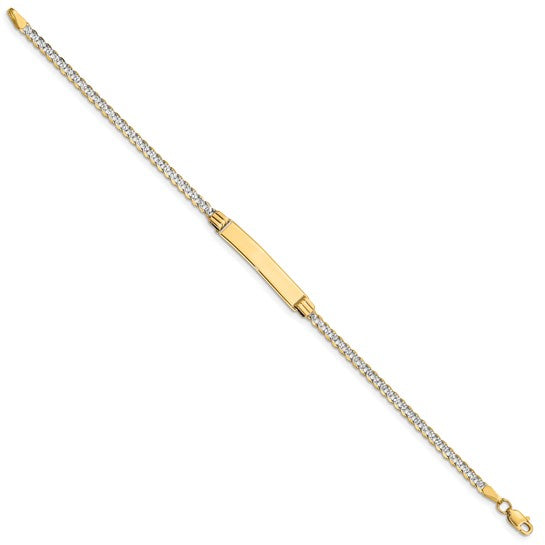 14k Two-Tone Pave Cuban Link ID Bracelet