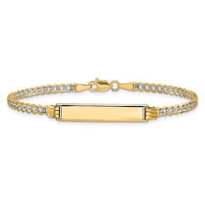 14k Two-Tone Pave Cuban Link ID Bracelet