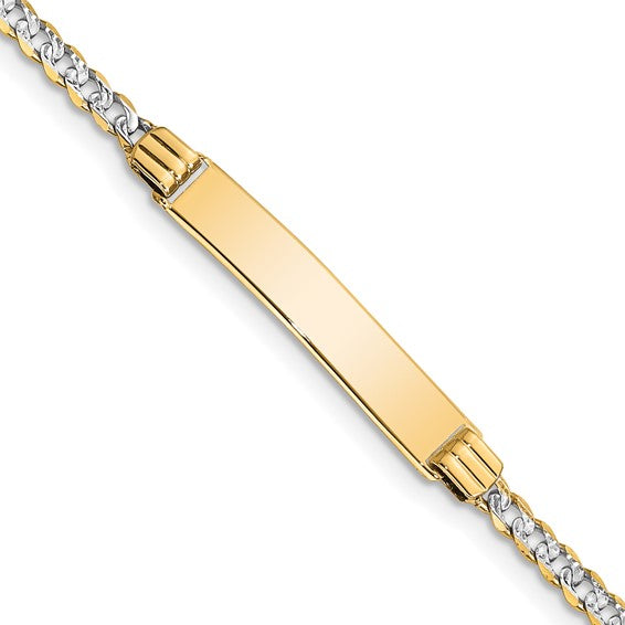 14k Two-Tone Pave Cuban Link ID Bracelet