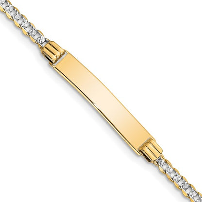 14k Two-Tone Pave Cuban Link ID Bracelet