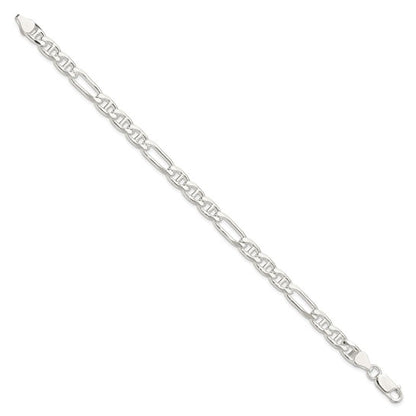 Sterling Silver Figaro-Anchor Link Bracelet - 6.50 mm