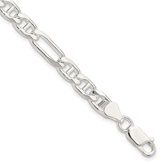 Sterling Silver Figaro-Anchor Link Bracelet - 6.50 mm